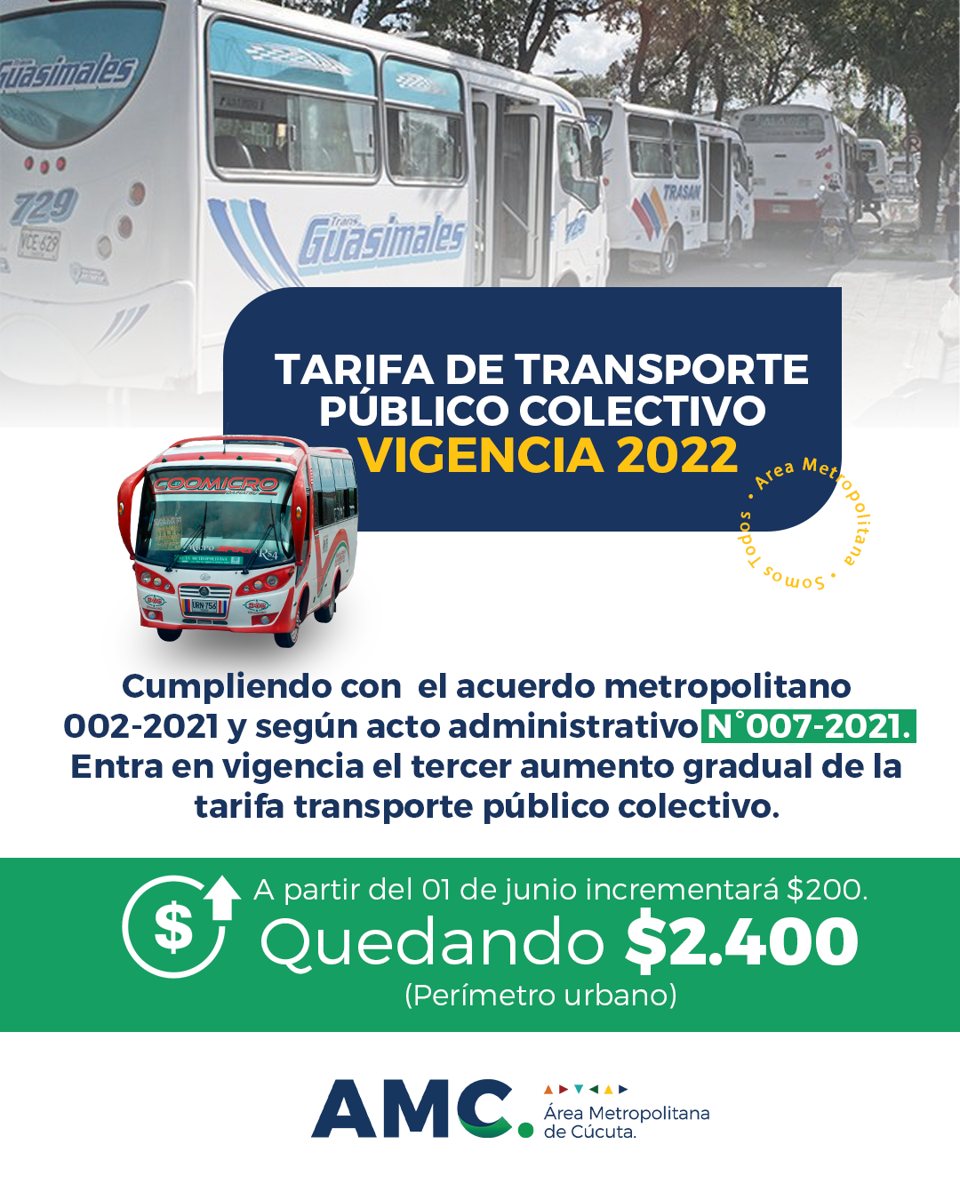 Tarifa Transporte Público Colectivo Vigencia 2022