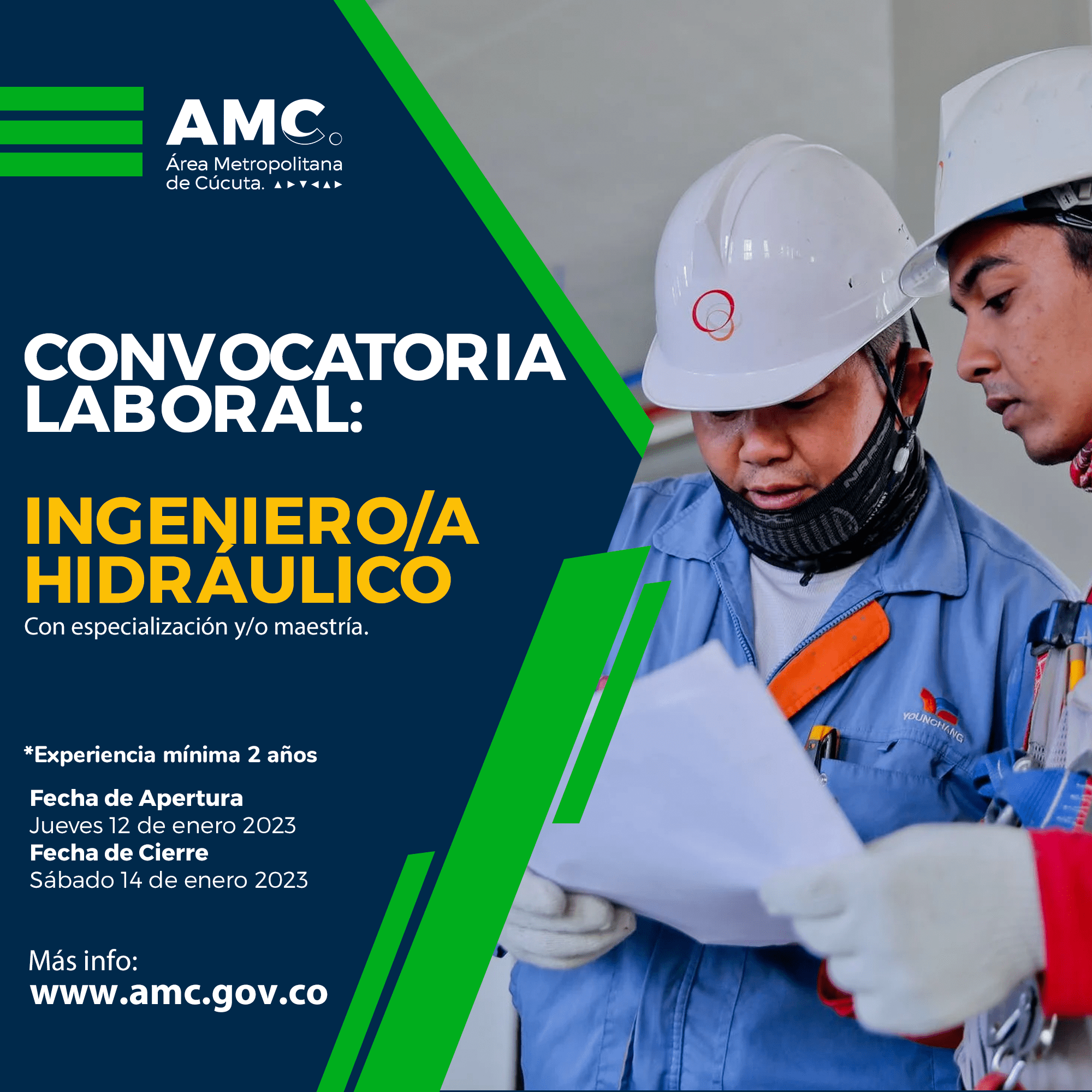 Convocatoria laboral para Ingeniero Hidráulico en el Área Metropolitana de Cúcuta