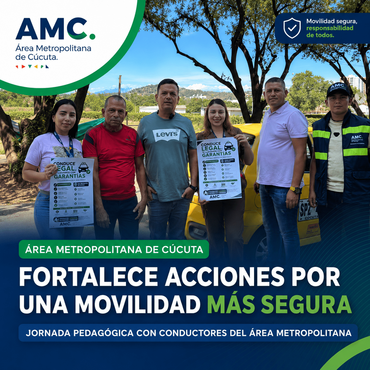 Funcionarios del Área Metropolitana de Cúcuta participan en una jornada pedagógica con conductores, promoviendo la seguridad vial, el cumplimiento de la normatividad y la documentación en regla.